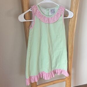 Green and Pink Striped Sleeveless Dress vintage dress
